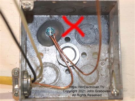 grounded outlet metal box|ground wire touching metal box.